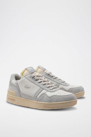 Baskets en cuir T-Clip - Ecru et gris clair