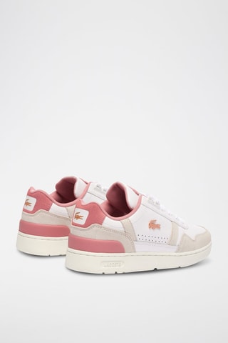 Baskets cuir T-Clip - Blanc et rose poudré