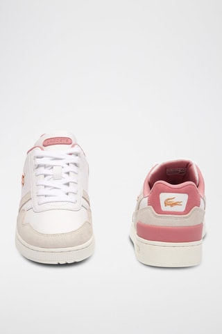 Baskets cuir T-Clip - Blanc et rose poudré