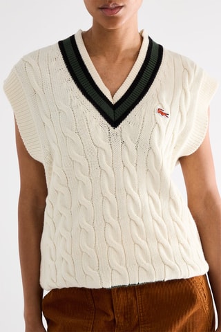 Pull classic fit sans manches en laine - Blanc