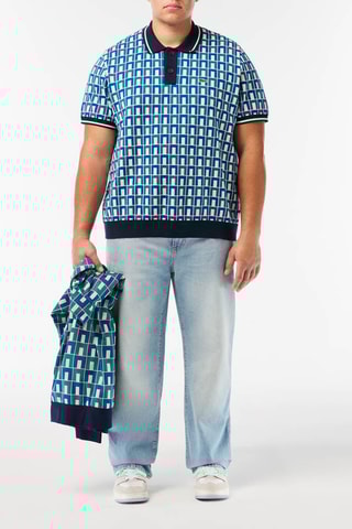 Polo regular en coton biologique - Turquoise et bleu marine