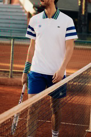 Polo slim Roland-Garros - Blanc et bleu marine