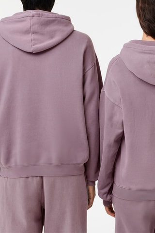 Sweat loose à capuche en coton biologique - Mauve