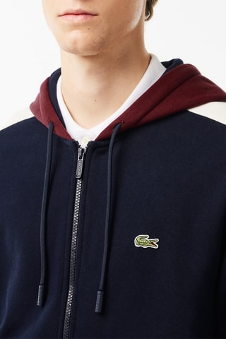 Sweat à capuche en coton biologique - Bleu marine et blanc