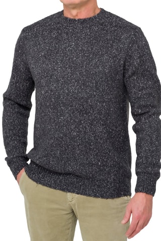 Jersey regular fit de lana y mohair Alaska - Negro jaspeado