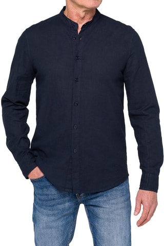 Camisa regular fit de lino Tongareva - Azul marino