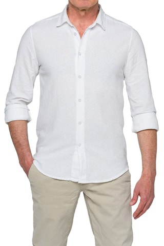 Camisa regular fit de lino Saunders - Blanco