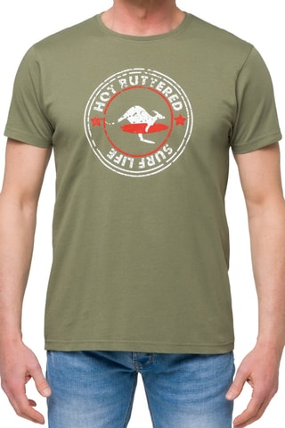 Camiseta regular fit Surflife - Caqui y rojo