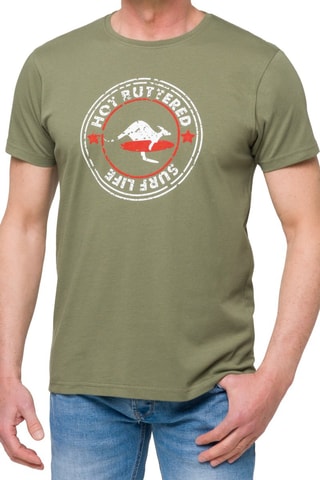 Camiseta regular fit Surflife - Caqui y rojo