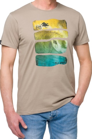 Camiseta regular fit Waves - Beige y amarillo