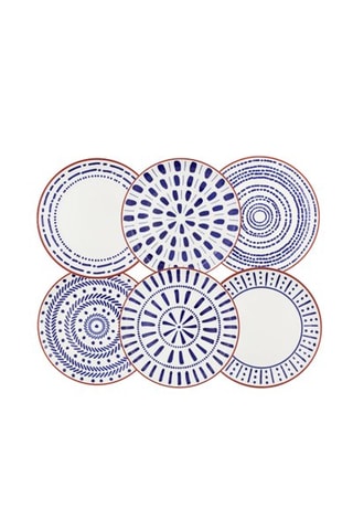 6 platos de postre de porcelana Santorin