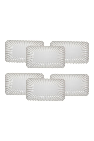 6 platos llanos de porcelana Coquillages - 20,5 x 11,5 x 2,8 cm