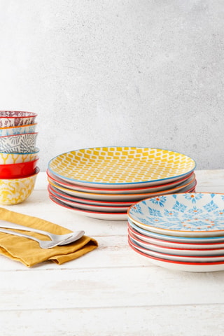 6 platos llanos de porcelana Sabae - 26,5 cm