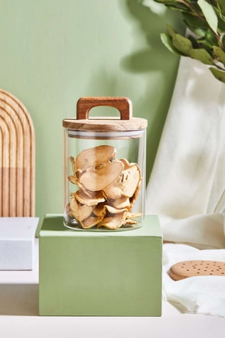 Fiambrera de cristal y madera - 12 x 10 cm