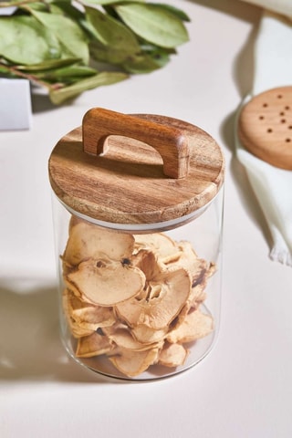 Fiambrera de cristal y madera - 12 x 10 cm