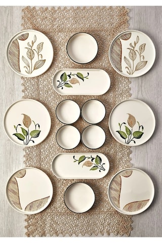 Vajilla para el desayuno de cerámica - 14 piezas