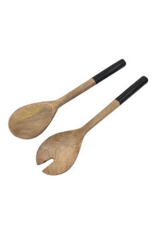 Cubiertos de mango para ensalada Black