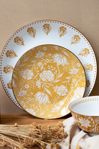 6 assiettes plates en porcelaine - 26 cm