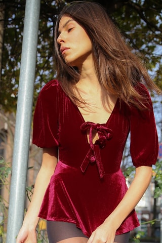 Top in velluto - Rosso