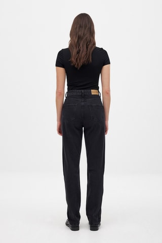 Jeans straight a vita alta - Grigio scuro 