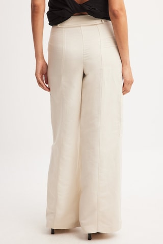 Pantaloni straight in lino - Beige chiaro