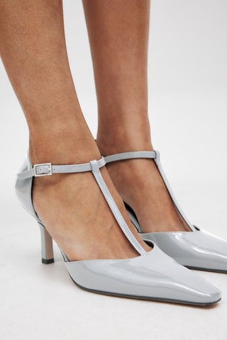 Mary Jane con tacco in vernice - Grigio chiaro