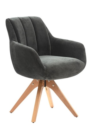 2 fauteuils pivotants - Anthracite - En velours côtelé