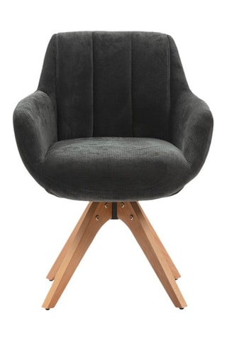 2 fauteuils pivotants - Anthracite - En velours côtelé