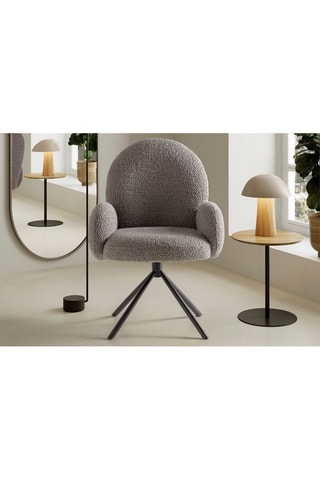 Fauteuil Pivotant - Gris - En tissu bouclé