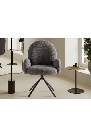 Fauteuil Pivotant - Gris foncé - En tissu bouclé