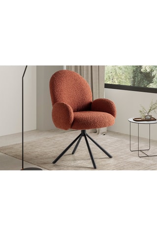 Fauteuil Pivotant - Brique - En tissu bouclé