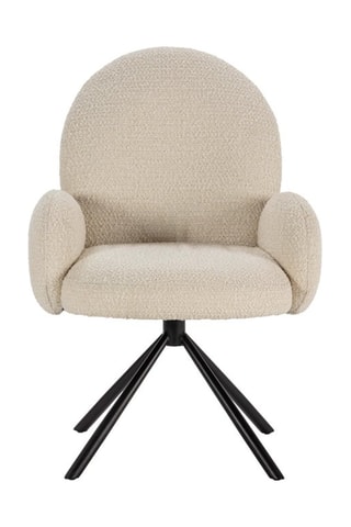Fauteuil Pivotant - Blanc - En tissu bouclé