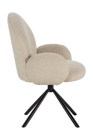 Fauteuil Pivotant - Blanc - En tissu bouclé