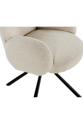 Fauteuil Pivotant - Blanc - En tissu bouclé