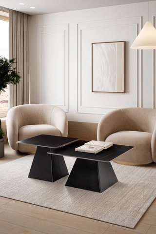 2 tables basses gigognes - 80 x 43 x 80/60 x 48 x 60 cm