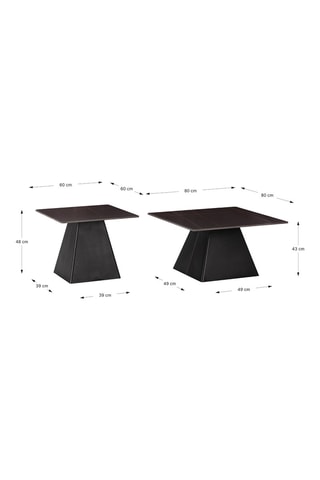 2 tables basses gigognes - 80 x 43 x 80/60 x 48 x 60 cm