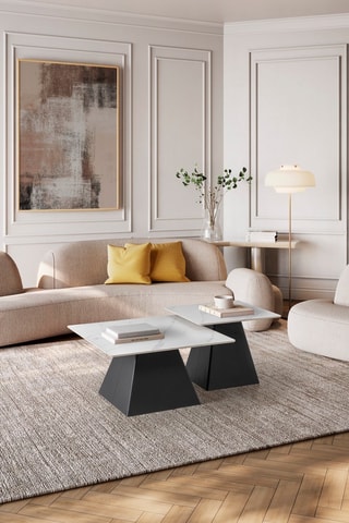 2 tables basses gigognes - 80 x 43 x 80/60 x 48 x 60 cm