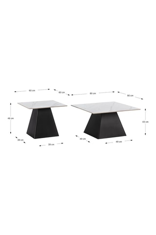 2 tables basses gigognes - 80 x 43 x 80/60 x 48 x 60 cm
