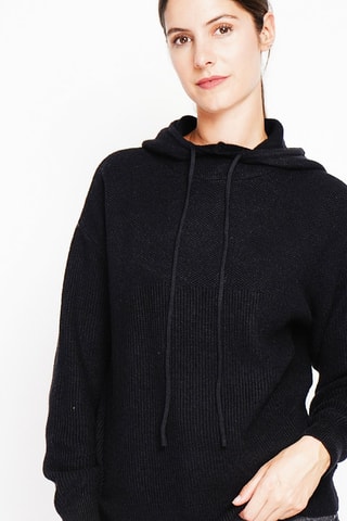 Camisola oversized com capuz - Preto