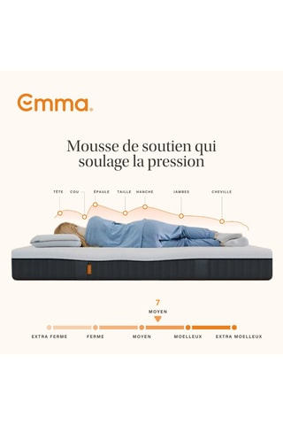 Ensemble lit Cocoon Plus Emma + Matelas Hybride V2 + Protège matelas Emma - Blanc et gris