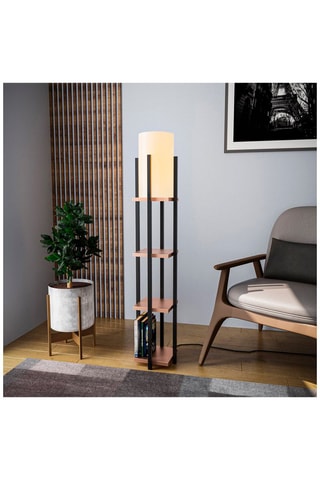 Lampadaire - Noir et marron - 40 W - 130 cm