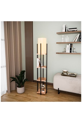 Lampadaire - Noir et marron - 40 W - 130 cm