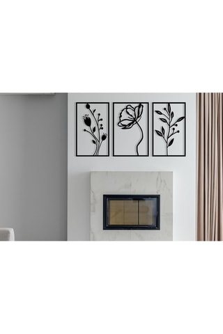 Adorno mural Flowers - Negro