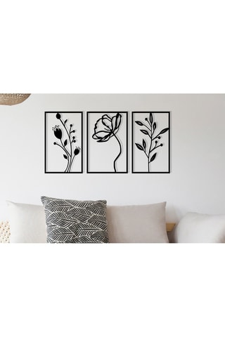 Adorno mural Flowers - Negro