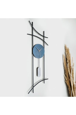 Reloj mural -  75 x 30 cm - Azul y gris