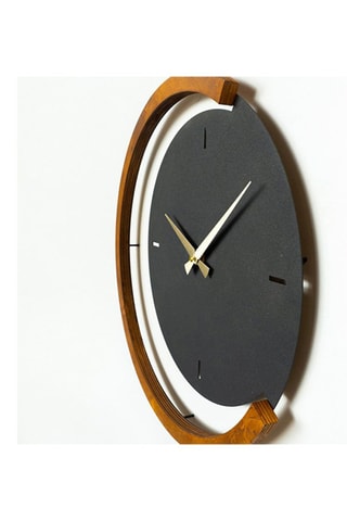Reloj mural calado - 68 x 44 cm - Negro y natural