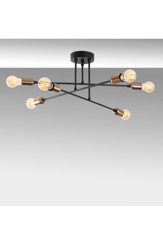 Lámpara de techo Flower - Negro y dorado - 6 x 40 W