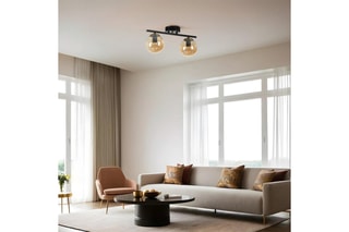 Plafón Yeni Can 2 - Negro y dorado - 2 x 60 W