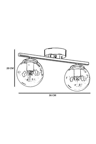 Plafón Yeni Can 2 - Negro y dorado - 2 x 60 W