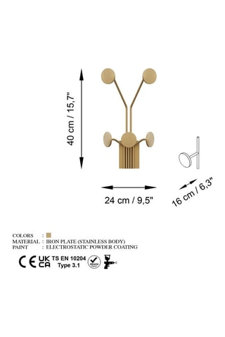 Perchero mural - Dorado